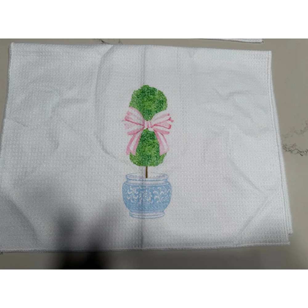 NEW Set of 2 Christmas Holiday Coquette Waffle Kitchen Towels 16×24”